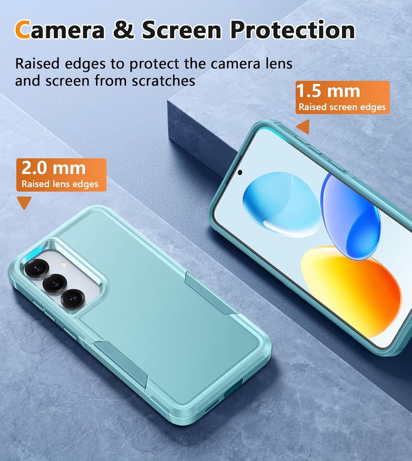 imageFNTCASE for Samsung Galaxy A155G Case Dual Layer Military Grade Drop Protection Cell Phone Cover with BeltClip Holster Shockproof Rugged Durable Heavy Duty Protective Bumper Tough BlackMint Green