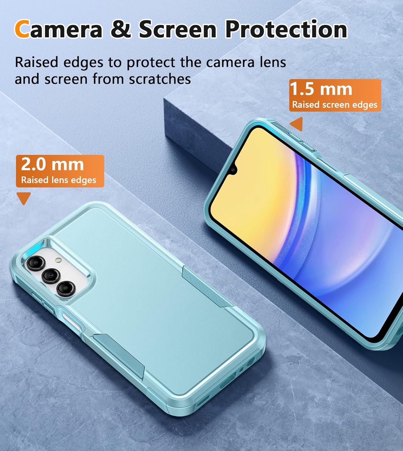 imageFNTCASE for Samsung Galaxy A155G Case Dual Layer Military Grade Drop Protection Cell Phone Cover with BeltClip Holster Shockproof Rugged Durable Heavy Duty Protective Bumper Tough BlackMint Green
