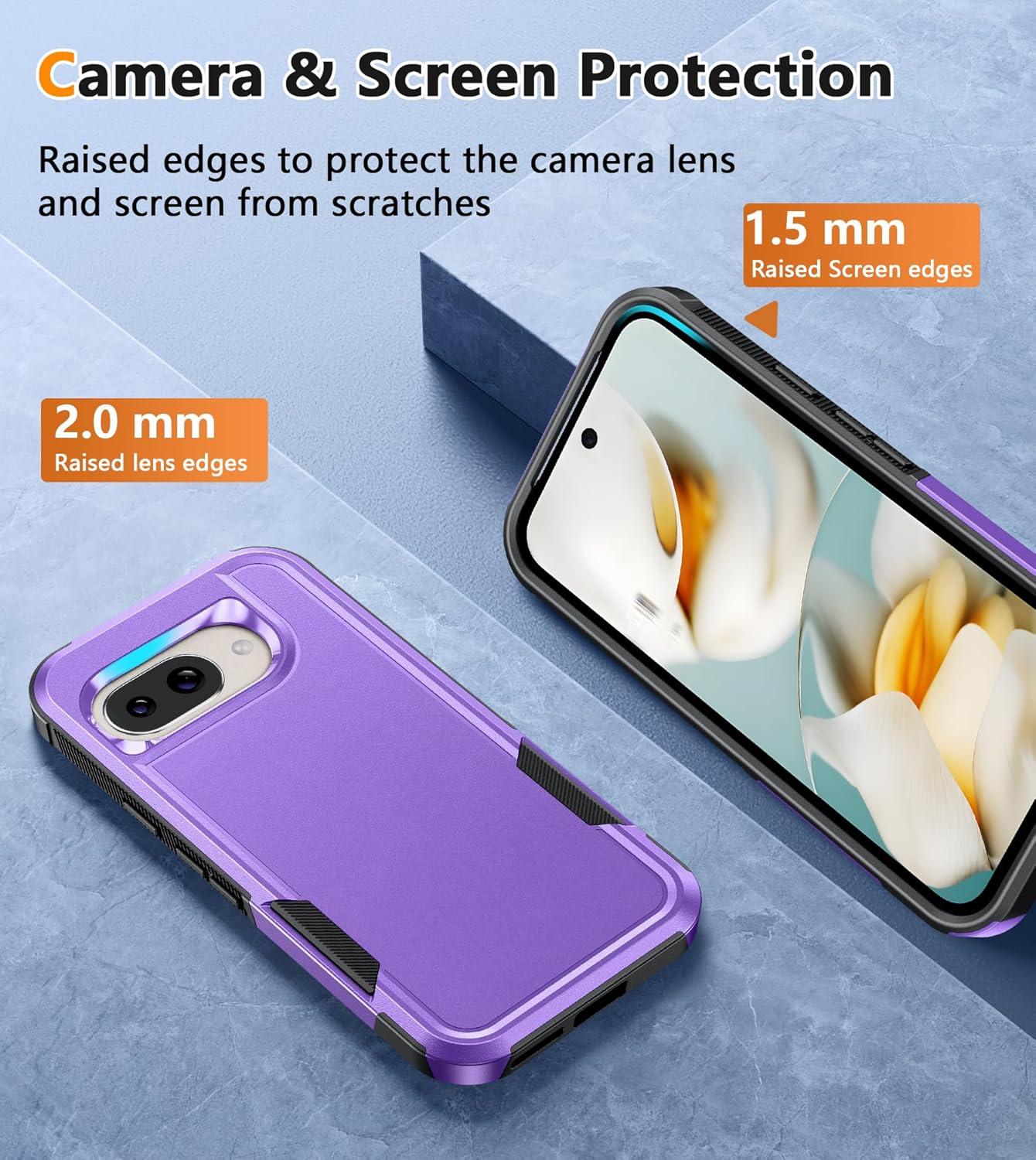 imageFNTCASE for Samsung Galaxy A155G Case Dual Layer Military Grade Drop Protection Cell Phone Cover with BeltClip Holster Shockproof Rugged Durable Heavy Duty Protective Bumper Tough BlackPurple