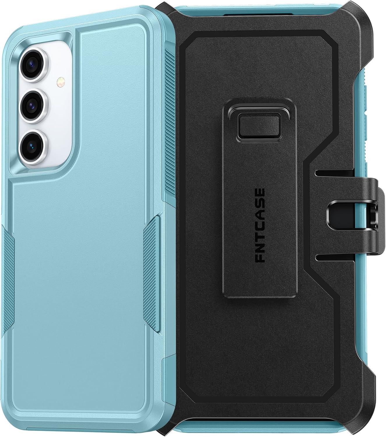 imageFNTCASE for Samsung Galaxy A155G Case Dual Layer Military Grade Drop Protection Cell Phone Cover with BeltClip Holster Shockproof Rugged Durable Heavy Duty Protective Bumper Tough BlackMint Green