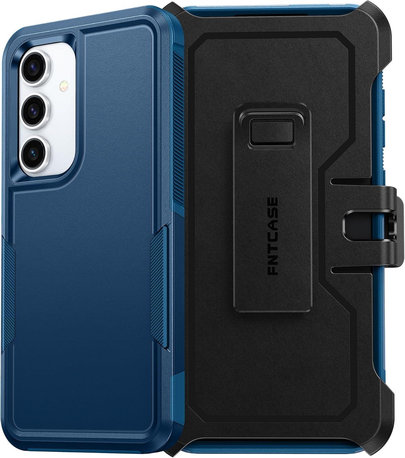 imageFNTCASE for Samsung Galaxy A155G Case Dual Layer Military Grade Drop Protection Cell Phone Cover with BeltClip Holster Shockproof Rugged Durable Heavy Duty Protective Bumper Tough BlackBlue