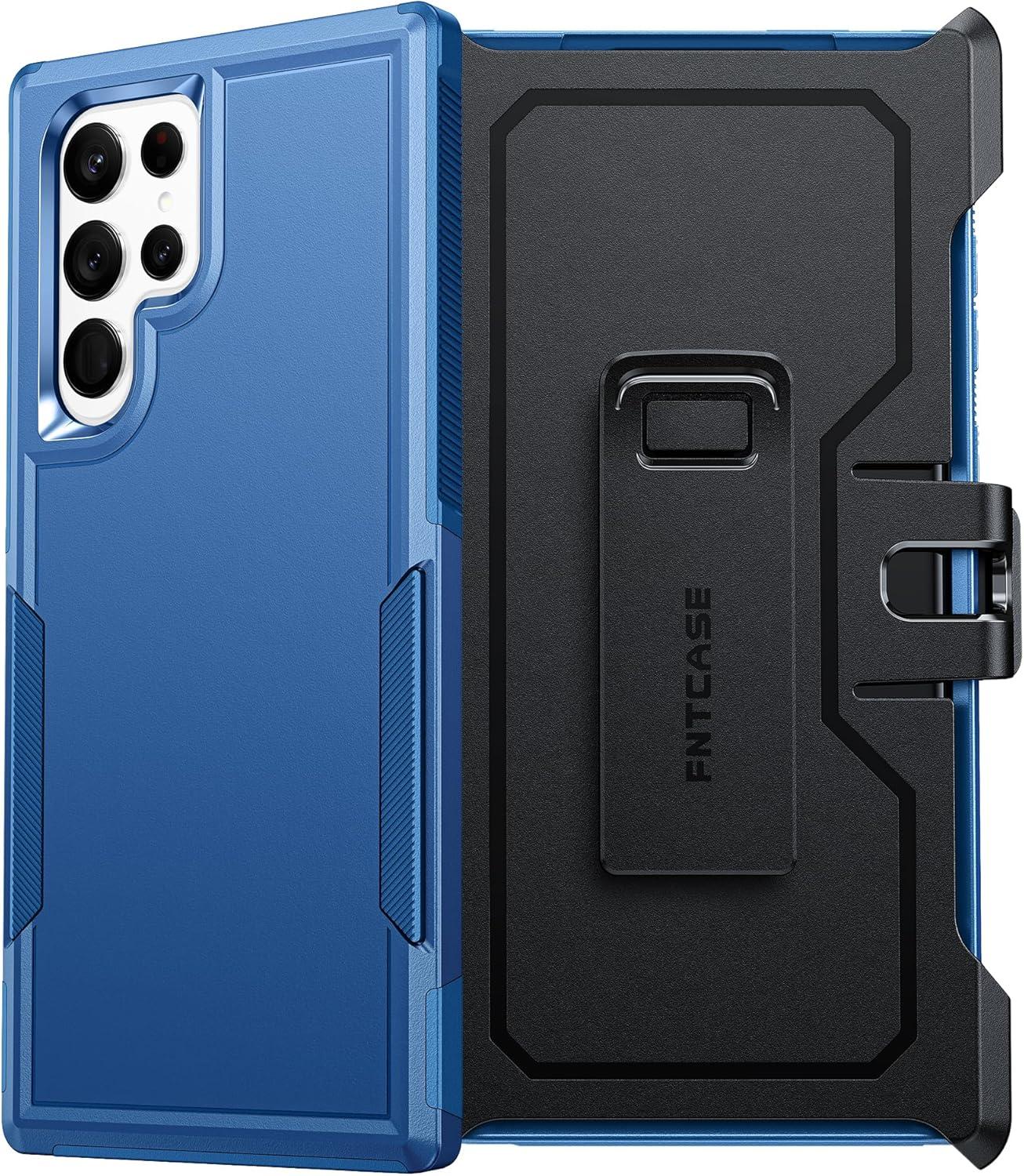 imageFNTCASE for Samsung Galaxy A155G Case Dual Layer Military Grade Drop Protection Cell Phone Cover with BeltClip Holster Shockproof Rugged Durable Heavy Duty Protective Bumper Tough BlackBlue
