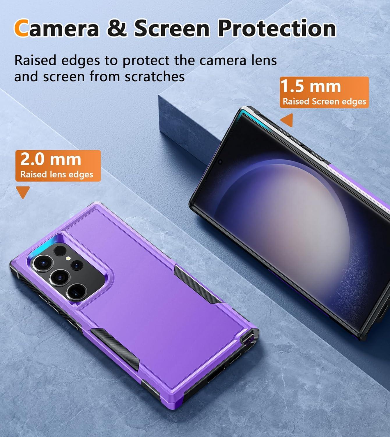 imageFNTCASE for Samsung Galaxy A155G Case Dual Layer Military Grade Drop Protection Cell Phone Cover with BeltClip Holster Shockproof Rugged Durable Heavy Duty Protective Bumper Tough BlackPurple
