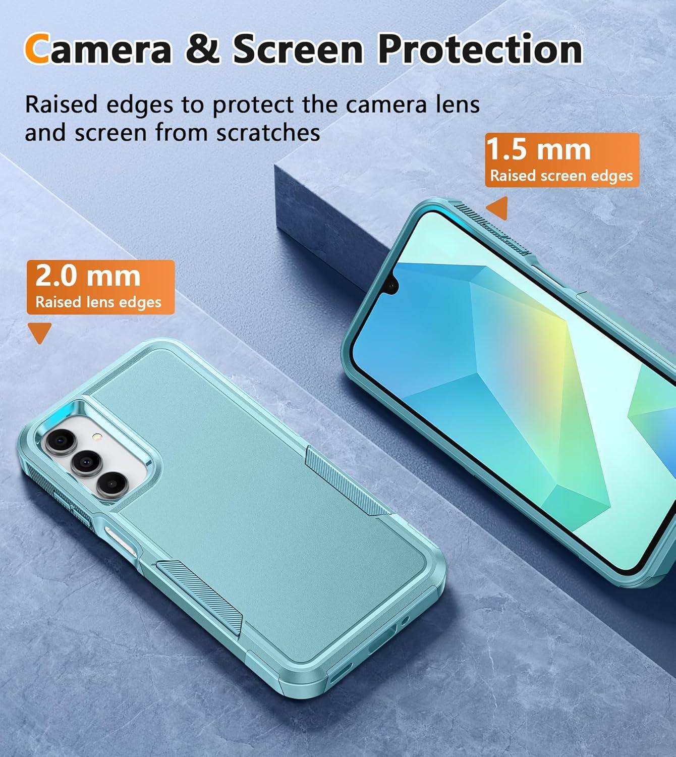 imageFNTCASE for Samsung Galaxy A155G Case Dual Layer Military Grade Drop Protection Cell Phone Cover with BeltClip Holster Shockproof Rugged Durable Heavy Duty Protective Bumper Tough BlackMint Green