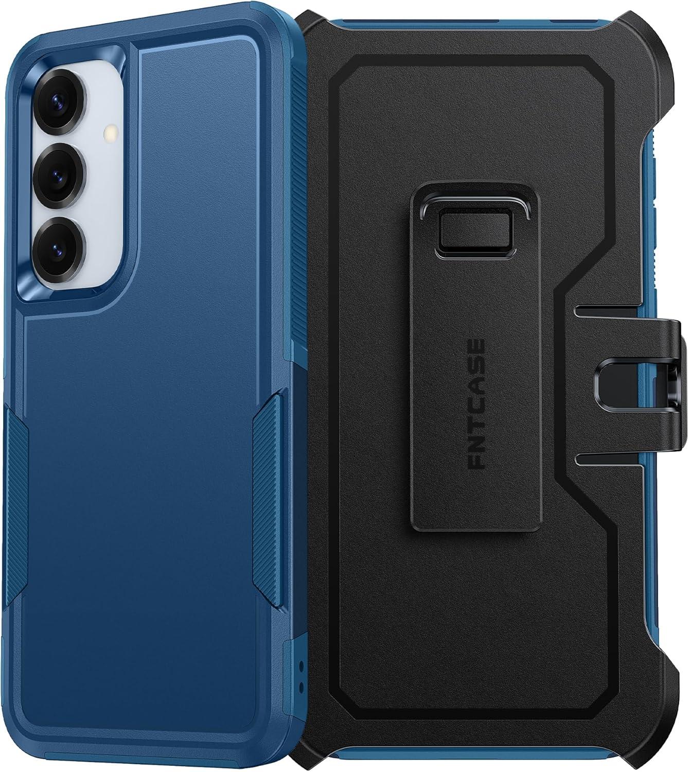 imageFNTCASE for Samsung Galaxy A155G Case Dual Layer Military Grade Drop Protection Cell Phone Cover with BeltClip Holster Shockproof Rugged Durable Heavy Duty Protective Bumper Tough BlackBlue