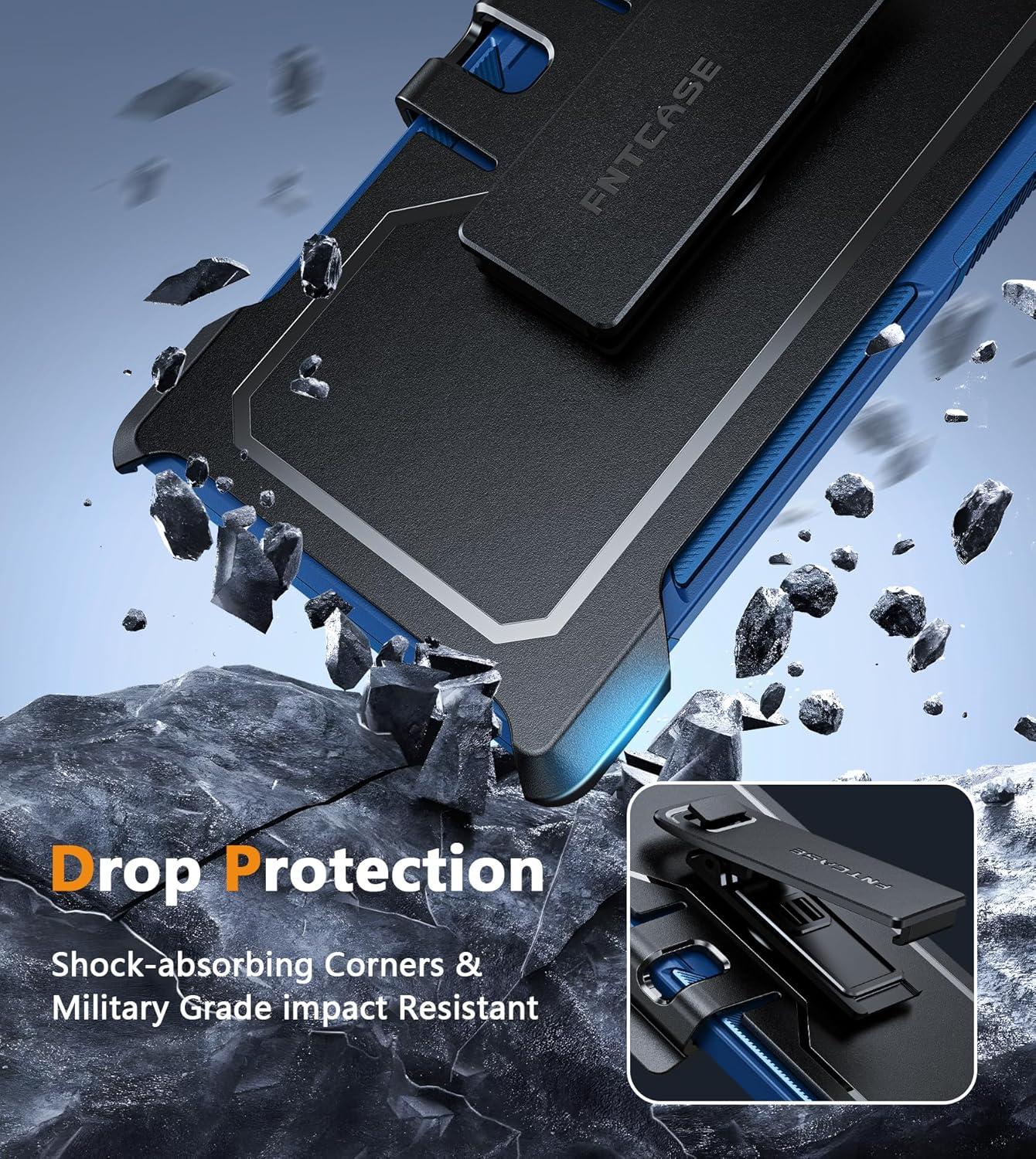 imageFNTCASE for Samsung Galaxy A155G Case Dual Layer Military Grade Drop Protection Cell Phone Cover with BeltClip Holster Shockproof Rugged Durable Heavy Duty Protective Bumper Tough BlackBlue