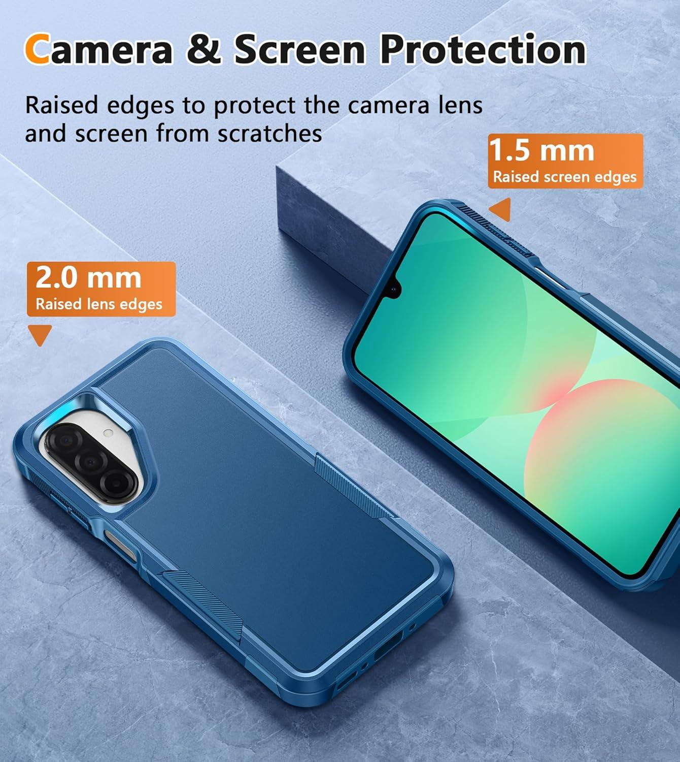 imageFNTCASE for Samsung Galaxy A155G Case Dual Layer Military Grade Drop Protection Cell Phone Cover with BeltClip Holster Shockproof Rugged Durable Heavy Duty Protective Bumper Tough BlackBlue