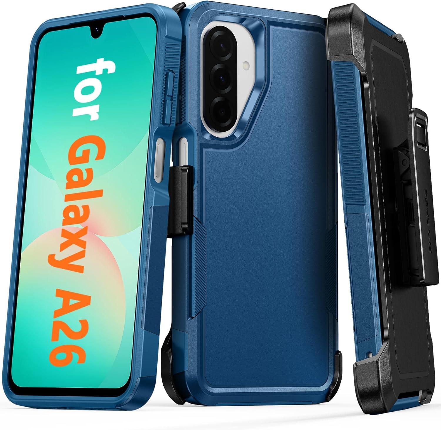 imageFNTCASE for Samsung Galaxy A155G Case Dual Layer Military Grade Drop Protection Cell Phone Cover with BeltClip Holster Shockproof Rugged Durable Heavy Duty Protective Bumper Tough BlackBlue