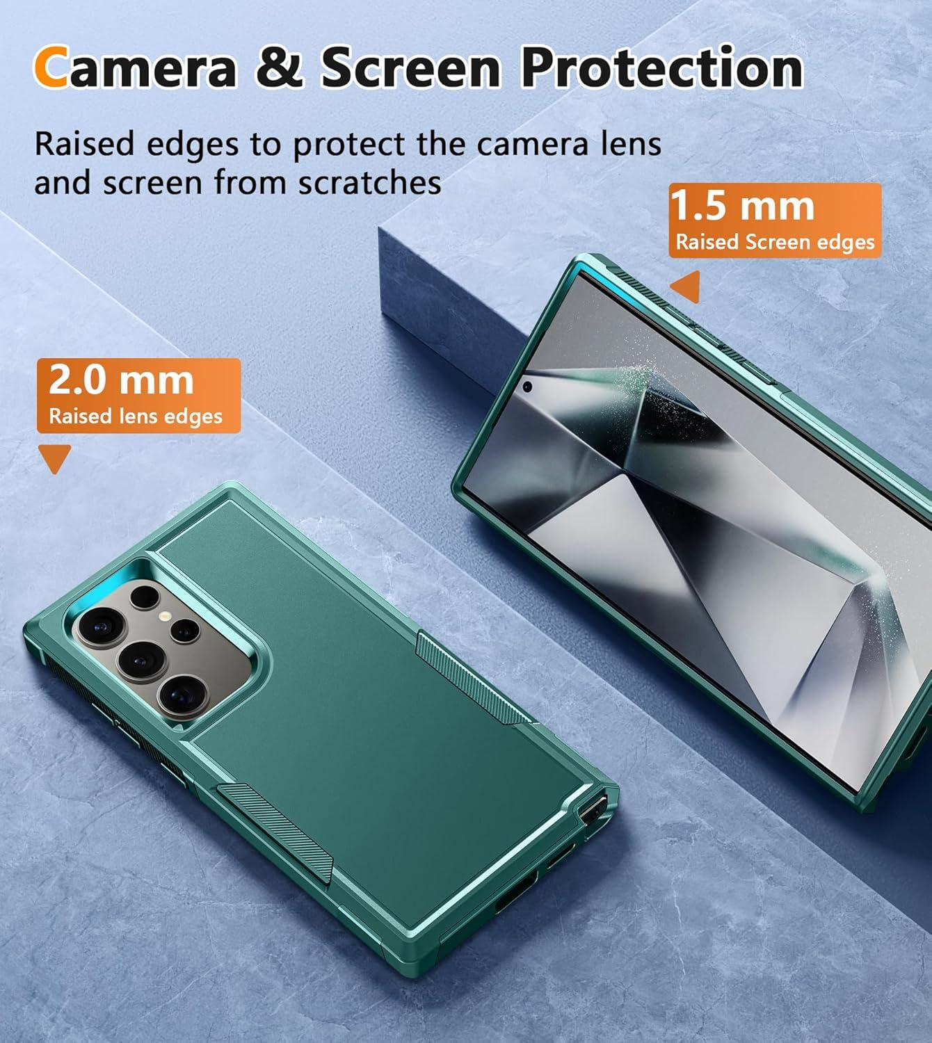 imageFNTCASE for Samsung Galaxy A155G Case Dual Layer Military Grade Drop Protection Cell Phone Cover with BeltClip Holster Shockproof Rugged Durable Heavy Duty Protective Bumper Tough BlackGreen