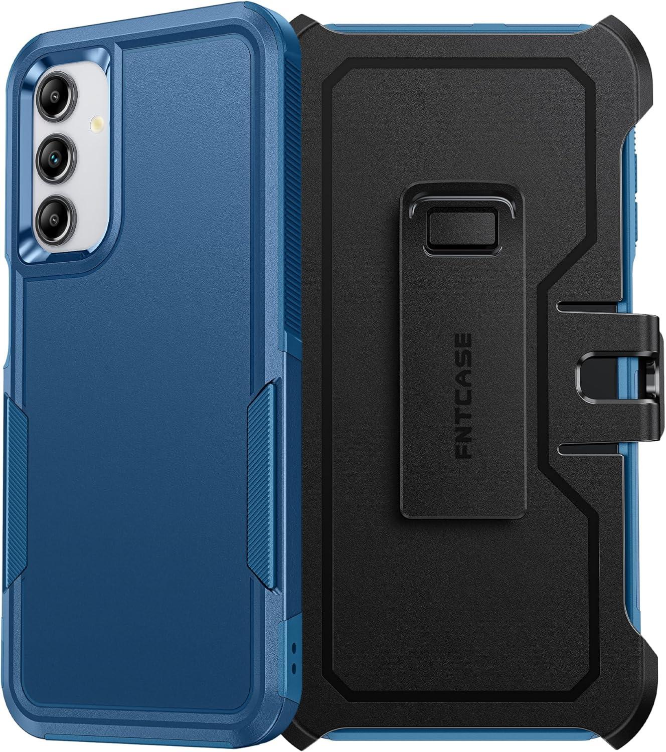 imageFNTCASE for Samsung Galaxy A155G Case Dual Layer Military Grade Drop Protection Cell Phone Cover with BeltClip Holster Shockproof Rugged Durable Heavy Duty Protective Bumper Tough BlackBlue