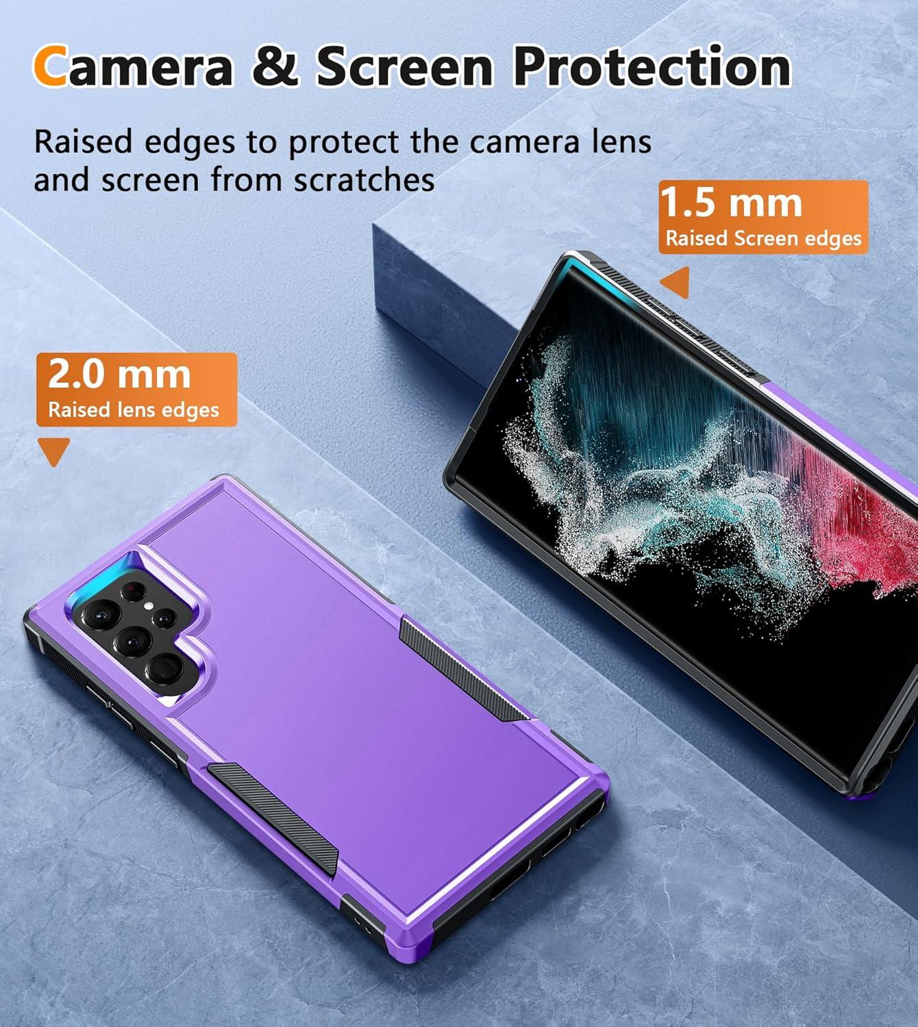 imageFNTCASE for Samsung Galaxy A155G Case Dual Layer Military Grade Drop Protection Cell Phone Cover with BeltClip Holster Shockproof Rugged Durable Heavy Duty Protective Bumper Tough BlackPurple