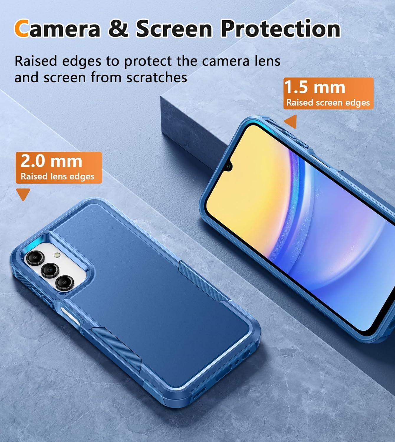 imageFNTCASE for Samsung Galaxy A155G Case Dual Layer Military Grade Drop Protection Cell Phone Cover with BeltClip Holster Shockproof Rugged Durable Heavy Duty Protective Bumper Tough BlackBlue