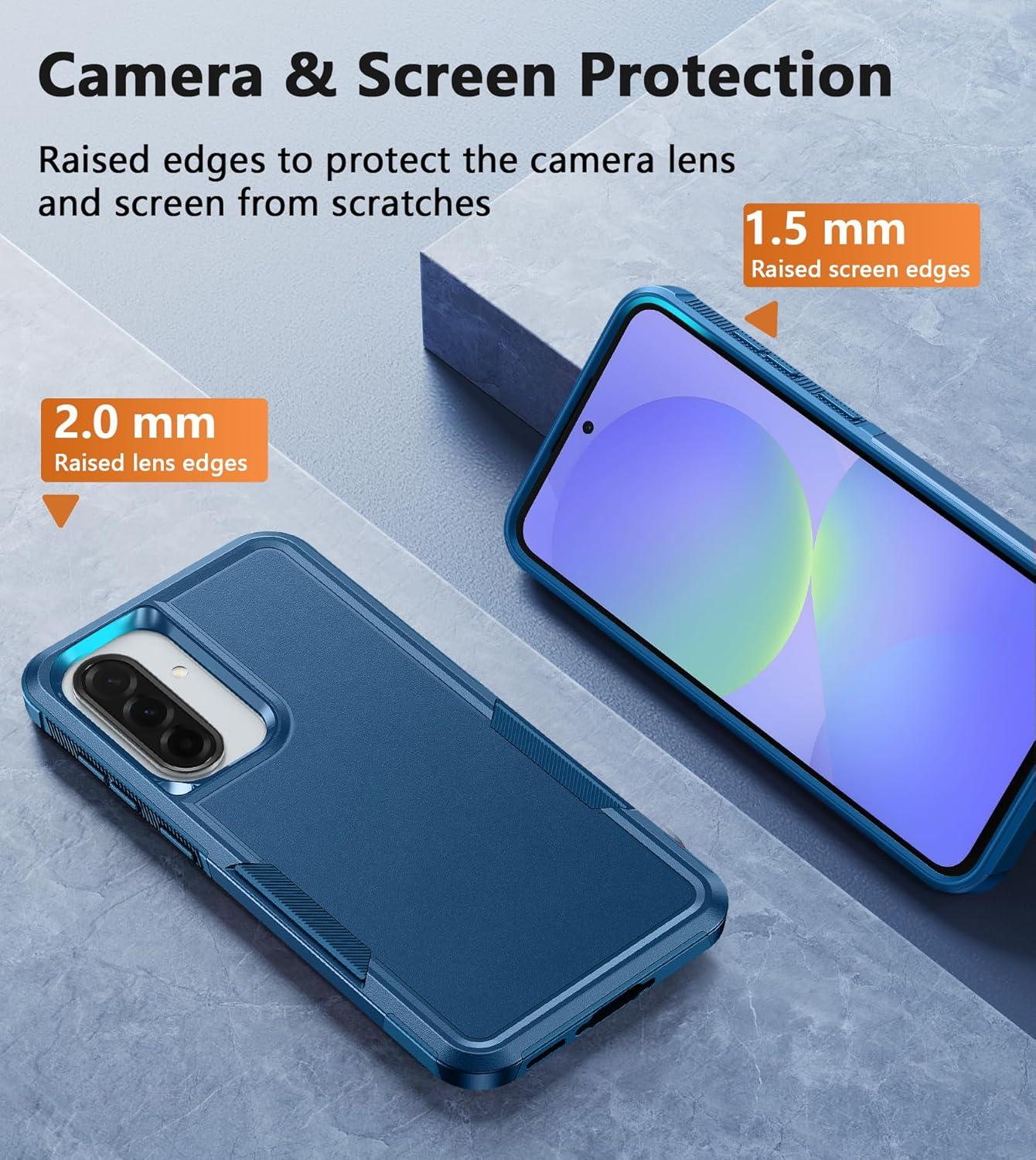 imageFNTCASE for Samsung Galaxy A155G Case Dual Layer Military Grade Drop Protection Cell Phone Cover with BeltClip Holster Shockproof Rugged Durable Heavy Duty Protective Bumper Tough BlackBlue