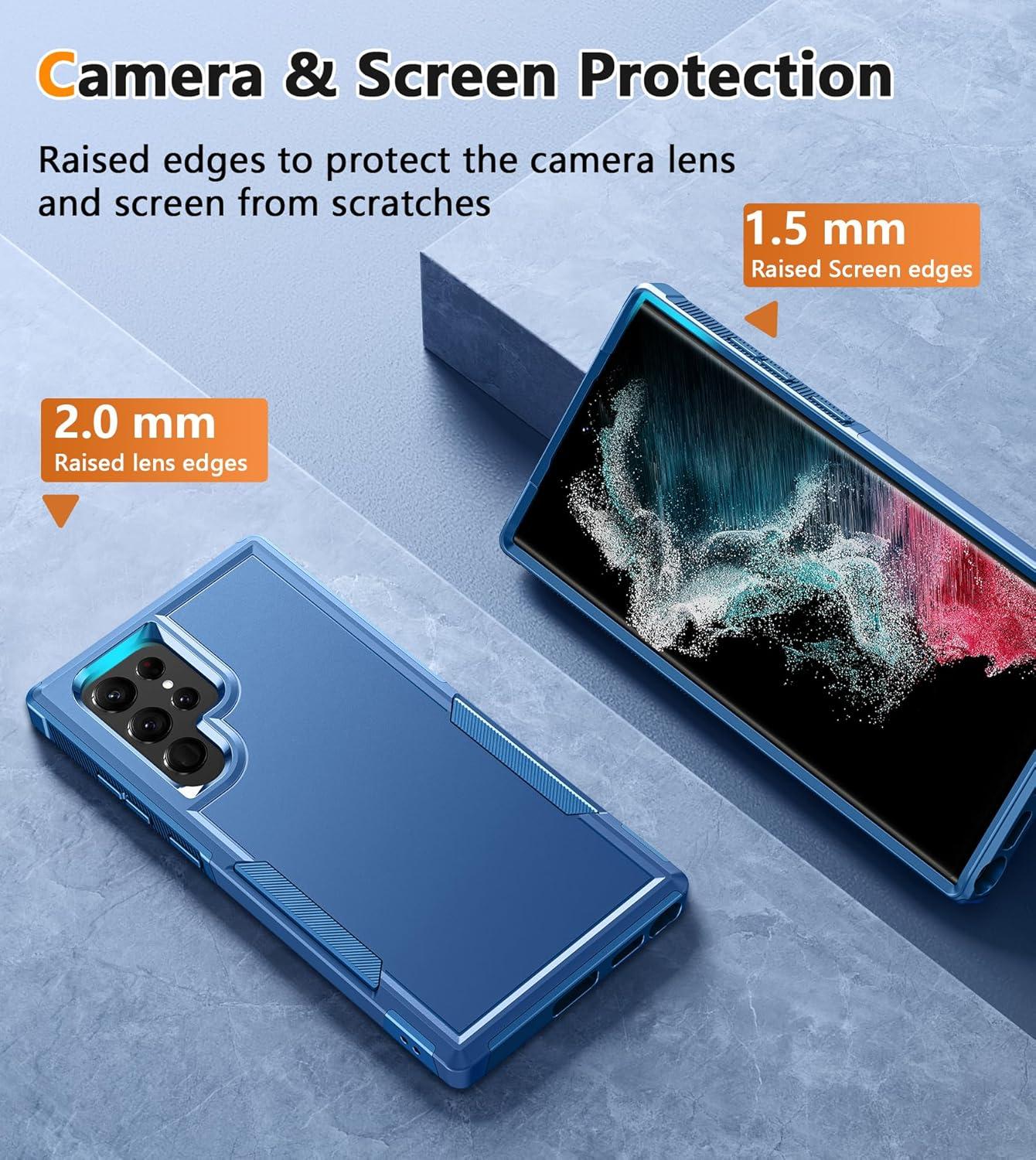 imageFNTCASE for Samsung Galaxy A155G Case Dual Layer Military Grade Drop Protection Cell Phone Cover with BeltClip Holster Shockproof Rugged Durable Heavy Duty Protective Bumper Tough BlackBlue