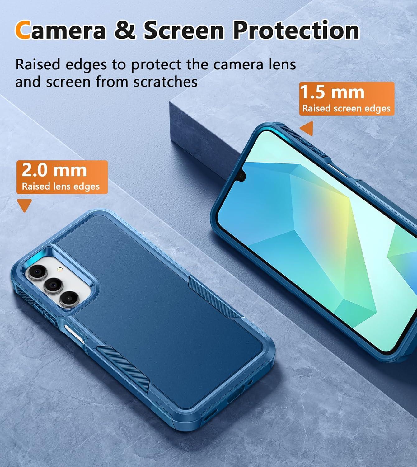 imageFNTCASE for Samsung Galaxy A155G Case Dual Layer Military Grade Drop Protection Cell Phone Cover with BeltClip Holster Shockproof Rugged Durable Heavy Duty Protective Bumper Tough BlackBlue