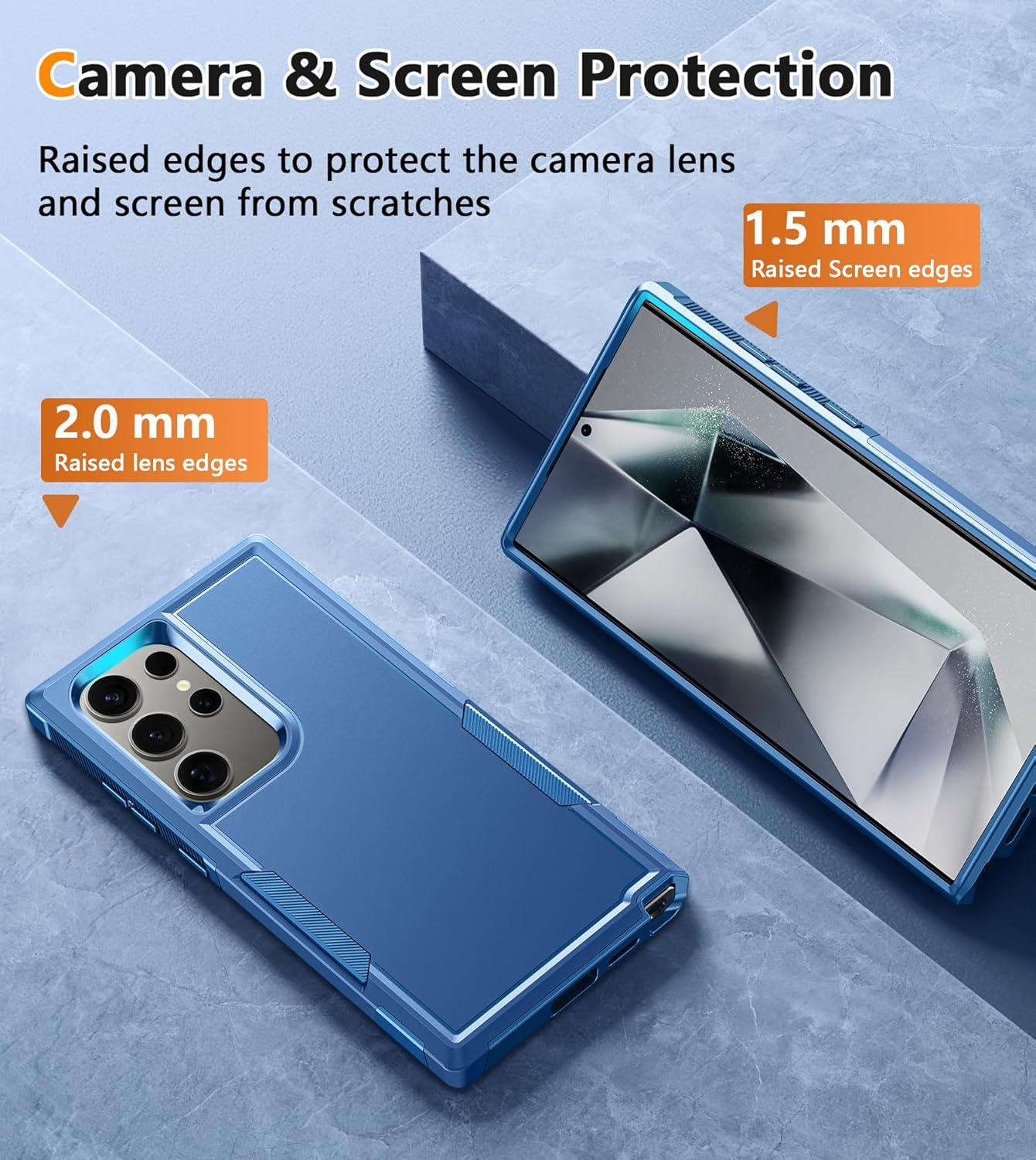 imageFNTCASE for Samsung Galaxy A155G Case Dual Layer Military Grade Drop Protection Cell Phone Cover with BeltClip Holster Shockproof Rugged Durable Heavy Duty Protective Bumper Tough BlackBlue