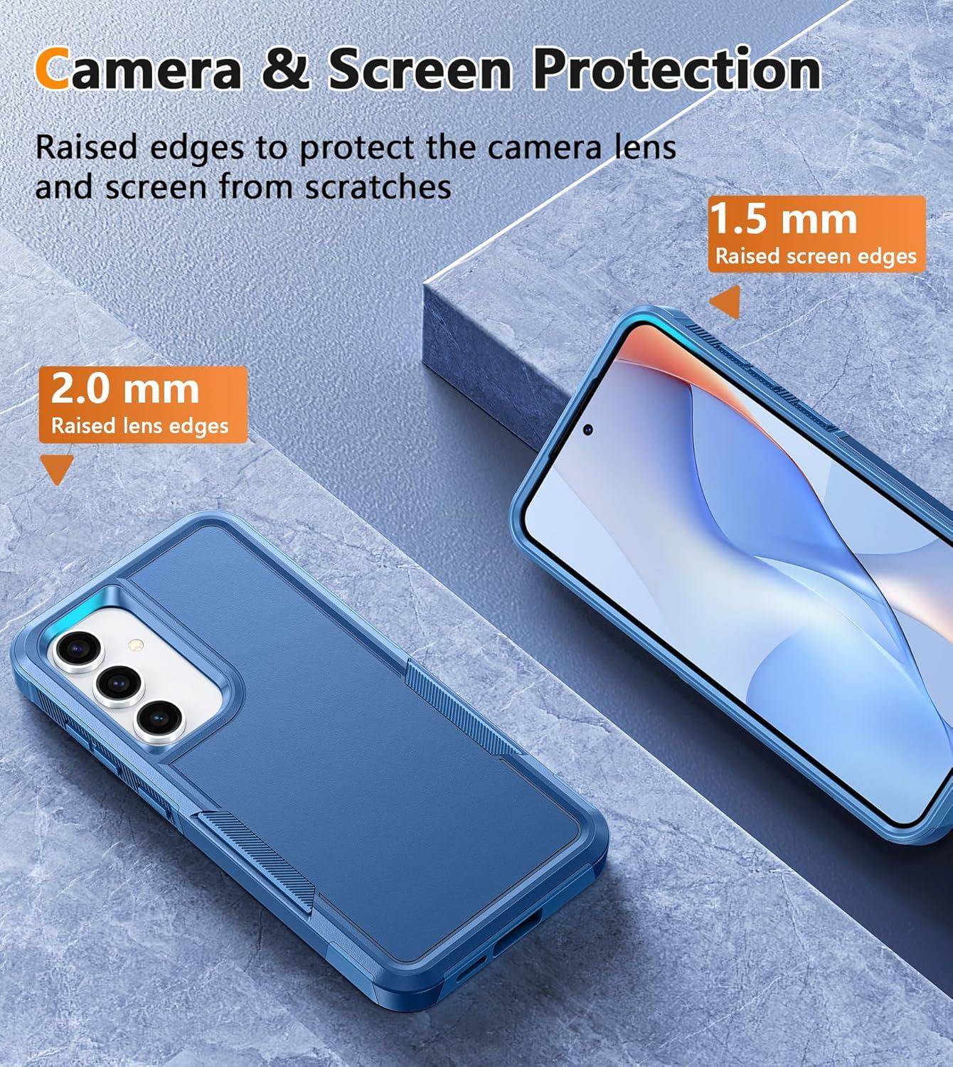 imageFNTCASE for Samsung Galaxy A155G Case Dual Layer Military Grade Drop Protection Cell Phone Cover with BeltClip Holster Shockproof Rugged Durable Heavy Duty Protective Bumper Tough BlackBlue