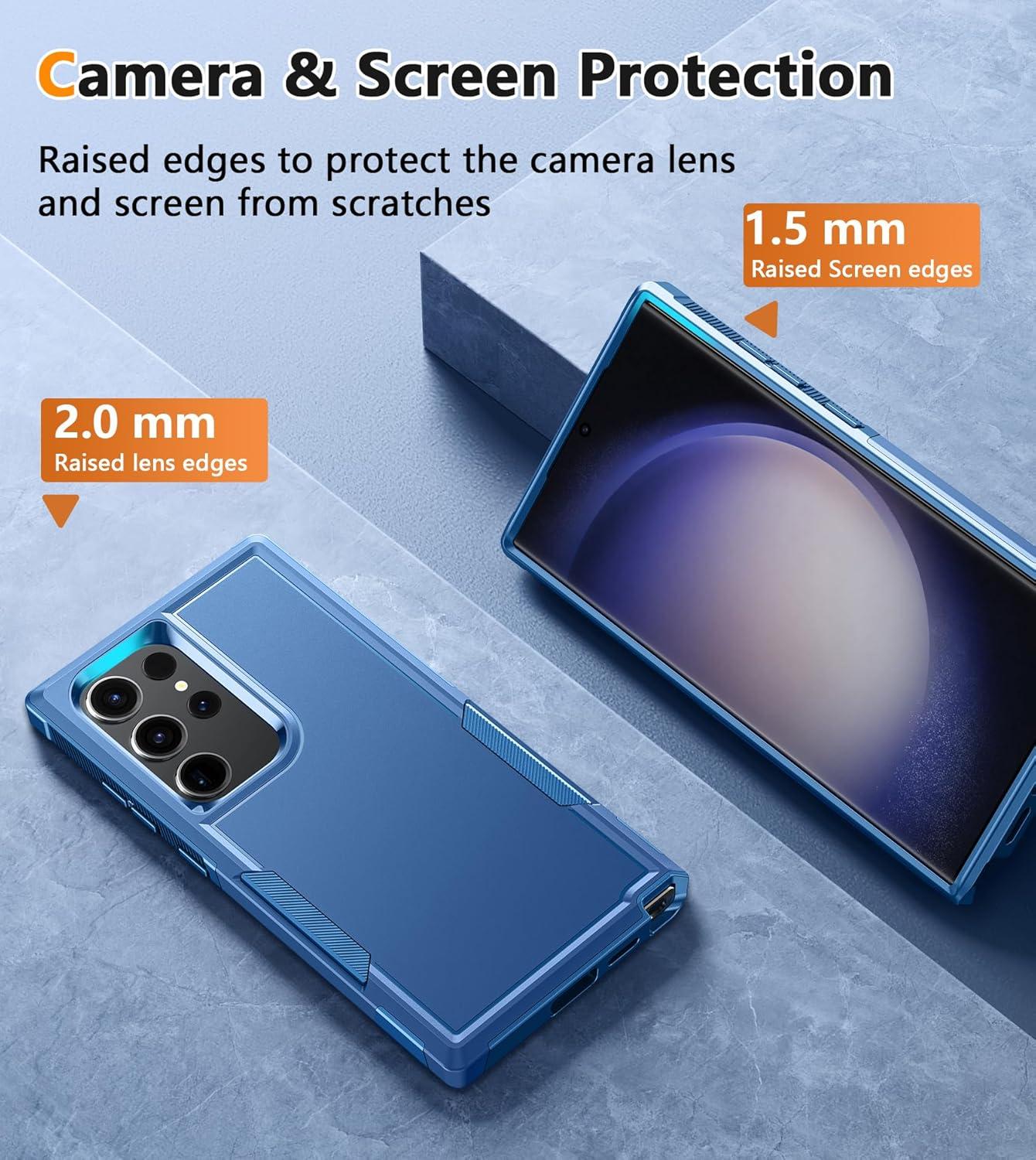 imageFNTCASE for Samsung Galaxy A155G Case Dual Layer Military Grade Drop Protection Cell Phone Cover with BeltClip Holster Shockproof Rugged Durable Heavy Duty Protective Bumper Tough BlackBlue