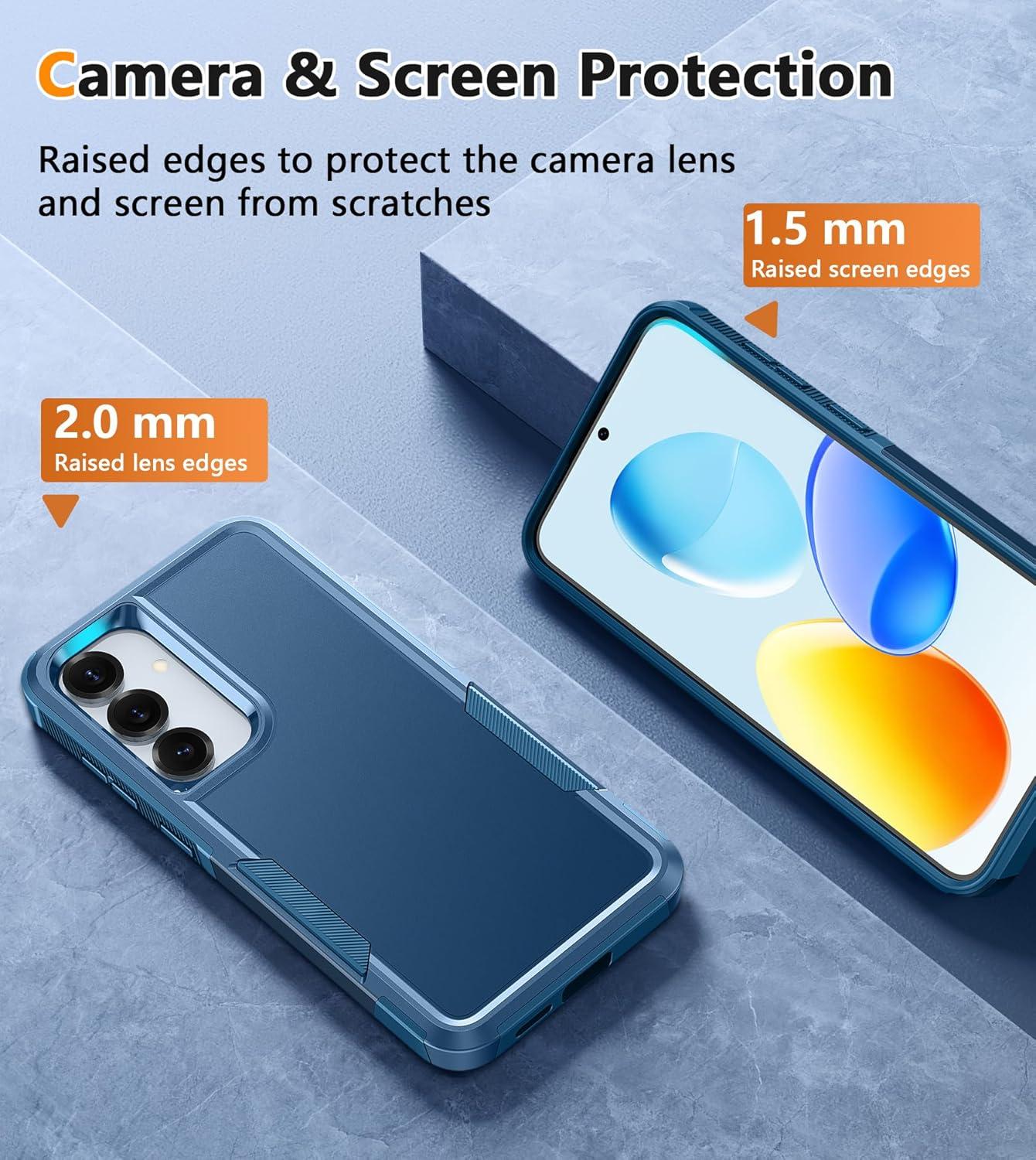 imageFNTCASE for Samsung Galaxy A155G Case Dual Layer Military Grade Drop Protection Cell Phone Cover with BeltClip Holster Shockproof Rugged Durable Heavy Duty Protective Bumper Tough BlackBlue