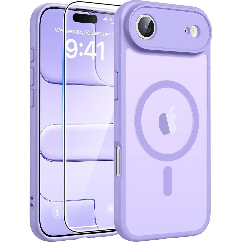 imageFNTCASE for Google Pixel 10a Case Compatible with Magsafe Translucent Matte Cases with Screen Protector Military Grade Shockproof Protective Magnetic Phone Cover for Pixel 10A  BlackLight Purple