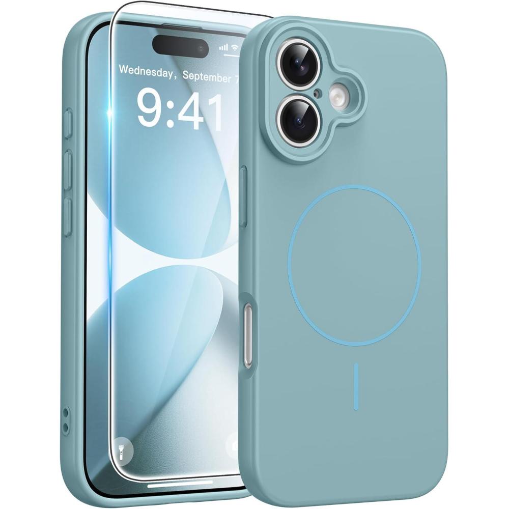 imageFNTCASE for Google Pixel 10a Case Compatible with Magsafe Translucent Matte Cases with Screen Protector Military Grade Shockproof Protective Magnetic Phone Cover for Pixel 10A  BlackFull Blue