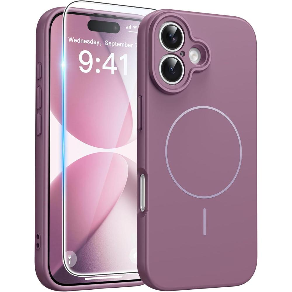 imageFNTCASE for Google Pixel 10a Case Compatible with Magsafe Translucent Matte Cases with Screen Protector Military Grade Shockproof Protective Magnetic Phone Cover for Pixel 10A BlackFull Purple