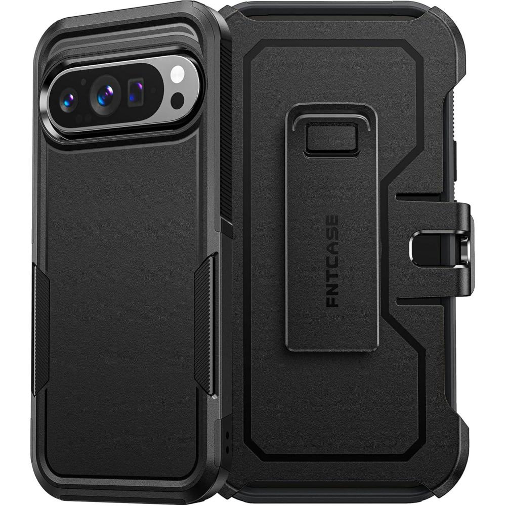 imageFNTCASE for Samsung Galaxy A155G Case Dual Layer Military Grade Drop Protection Cell Phone Cover with BeltClip Holster Shockproof Rugged Durable Heavy Duty Protective Bumper Tough BlackBlack