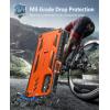 FNTCASE for Samsung Galaxy A14-5G Case: Dual-Layer Protective Textured Shockproof Rugged TPU Cover with Kickstand | Military Grade Drop Protection | Heavy Duty Cell Phone Protector – Black(Orange)