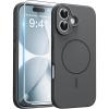 FNTCASE for Google Pixel 10a Case: [Compatible with Magsafe] Translucent Matte Cases with [Screen Protector] Military Grade Shockproof Protective Magnetic Phone Cover for Pixel 10A – Black(Full Gray)