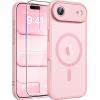 FNTCASE for Google Pixel 10a Case: [Compatible with Magsafe] Translucent Matte Cases with [Screen Protector] Military Grade Shockproof Protective Magnetic Phone Cover for Pixel 10A – Black(Light Pink)
