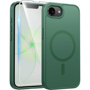 FNTCASE for Google Pixel 10a Case: [Compatible with Magsafe] Translucent Matte Cases with [Screen Protector] Military Grade Shockproof Protective Magnetic Phone Cover for Pixel 10A – Black(Full Green)
