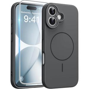 FNTCASE for Google Pixel 10a Case: [Compatible with Magsafe] Translucent Matte Cases with [Screen Protector] Military Grade Shockproof Protective Magnetic Phone Cover for Pixel 10A – Black(Full Gray)