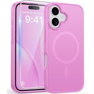 FNTCASE for Google Pixel 10a Case: [Compatible with Magsafe] Translucent Matte Cases with [Screen Protector] Military Grade Shockproof Protective Magnetic Phone Cover for Pixel 10A – Black(Full Pink)