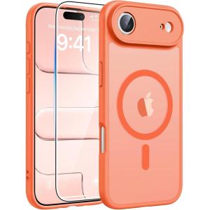 FNTCASE for Google Pixel 10a Case: [Compatible with Magsafe] Translucent Matte Cases with [Screen Protector] Military Grade Shockproof Protective Magnetic Phone Cover for Pixel 10A – Black(Orange)