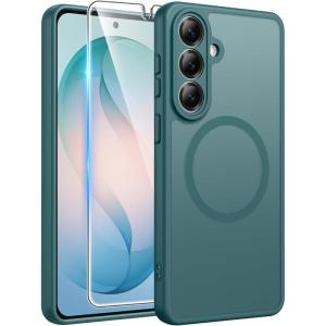 FNTCASE for Google Pixel 10a Case: [Compatible with Magsafe] Translucent Matte Cases with [Screen Protector] Military Grade Shockproof Protective Magnetic Phone Cover for Pixel 10A – Black(Sagebrush Green)