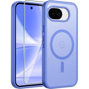 FNTCASE for Google Pixel 10a Case: [Compatible with Magsafe] Translucent Matte Cases with [Screen Protector] Military Grade Shockproof Protective Magnetic Phone Cover for Pixel 10A – Black(Ultramarine)