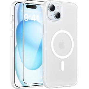 FNTCASE for Google Pixel 10a Case: [Compatible with Magsafe] Translucent Matte Cases with [Screen Protector] Military Grade Shockproof Protective Magnetic Phone Cover for Pixel 10A – Black(White)