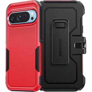 FNTCASE for Samsung Galaxy A15-5G Case: Dual Layer Military Grade Drop Protection Cell Phone Cover with Belt-Clip Holster | Shockproof Rugged Durable Heavy Duty Protective Bumper Tough (Black)(Red)