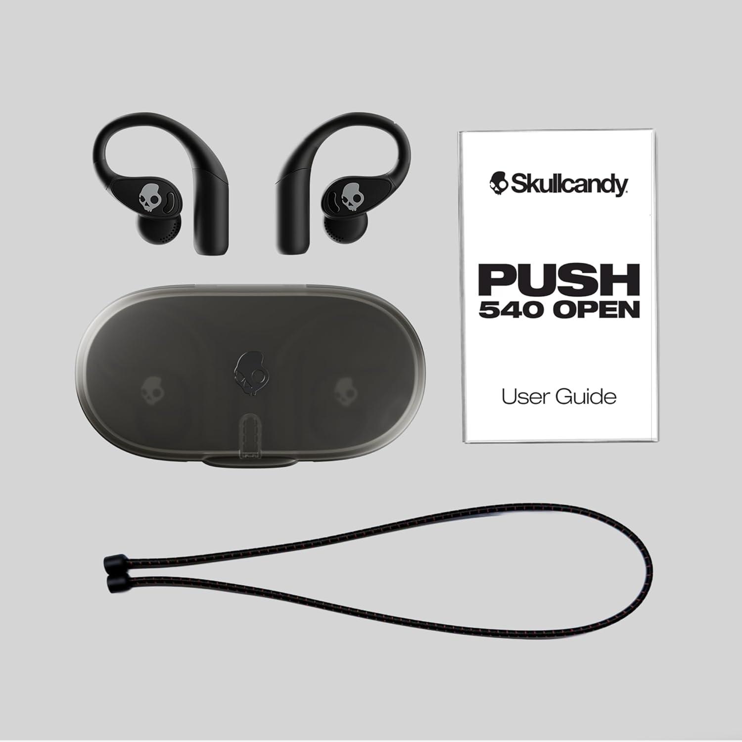imageSkullcandy Push 540 Open Wireless OpenEar Bluetooth Earbuds Headphones Sweat and Water Resistant 42 Hours Battery Detachable Neckband Secure Fit Microphone for iPhone Android BoneTrue Black