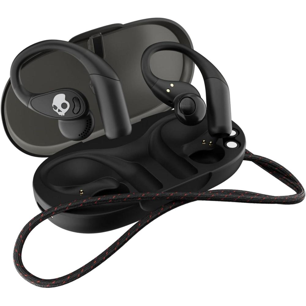 imageSkullcandy Push 540 Open Wireless OpenEar Bluetooth Earbuds Headphones Sweat and Water Resistant 42 Hours Battery Detachable Neckband Secure Fit Microphone for iPhone Android BoneTrue Black