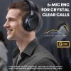 Hybrid Active Noise Cancelling Headphones 120H Long Playtime, 6 ENC Mic, Wireless Over-Ear Bluetooth 6.0 Headphones,Hi-Res Audio, Memory Foam Earcup, Transparency Mode ANC Headphone for Travel Office(Black)