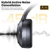 Hybrid Active Noise Cancelling Headphones 120H Long Playtime, 6 ENC Mic, Wireless Over-Ear Bluetooth 6.0 Headphones,Hi-Res Audio, Memory Foam Earcup, Transparency Mode ANC Headphone for Travel Office(Black)
