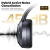 Hybrid Active Noise Cancelling Bluetooth 6.0 Headphones 120H Long Playtime, 6 ENC Mic, Over Ear Headphones Wireless, Hi-Res Audio, Memory Foam Earcup, Transparency Mode ANC Headphone for Travel Office(Black)
