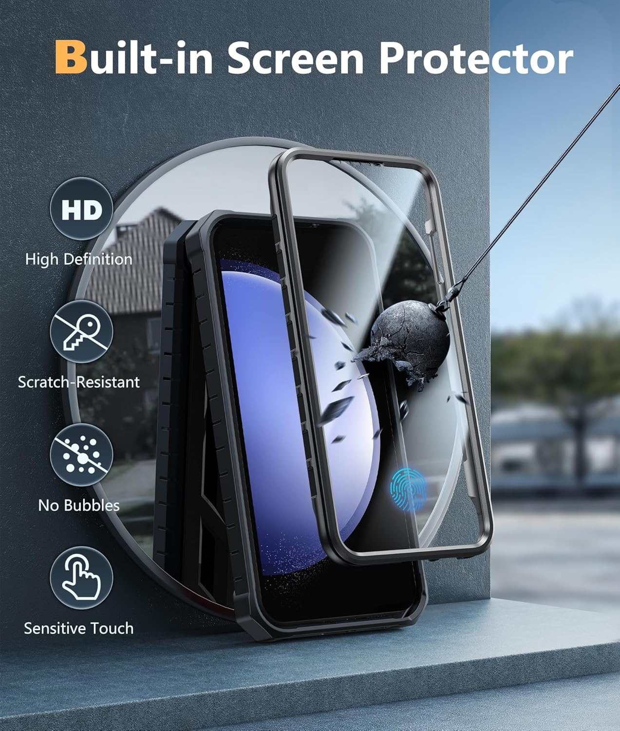 image:imageFNTCASE for Samsung Galaxy S23FE Case Military Grade Protective Hard Phone Case with Kickstand Screen Protector Shockproof TPU Full Protection Drop Proof Phone Cover for Galaxy S23 FE 5G BlackBlack