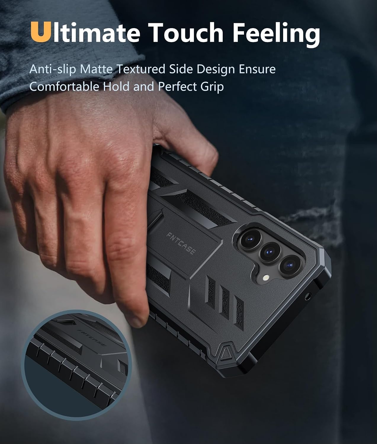 image:imageFNTCASE for Samsung Galaxy S23FE Case Military Grade Protective Hard Phone Case with Kickstand Screen Protector Shockproof TPU Full Protection Drop Proof Phone Cover for Galaxy S23 FE 5G BlackBlack