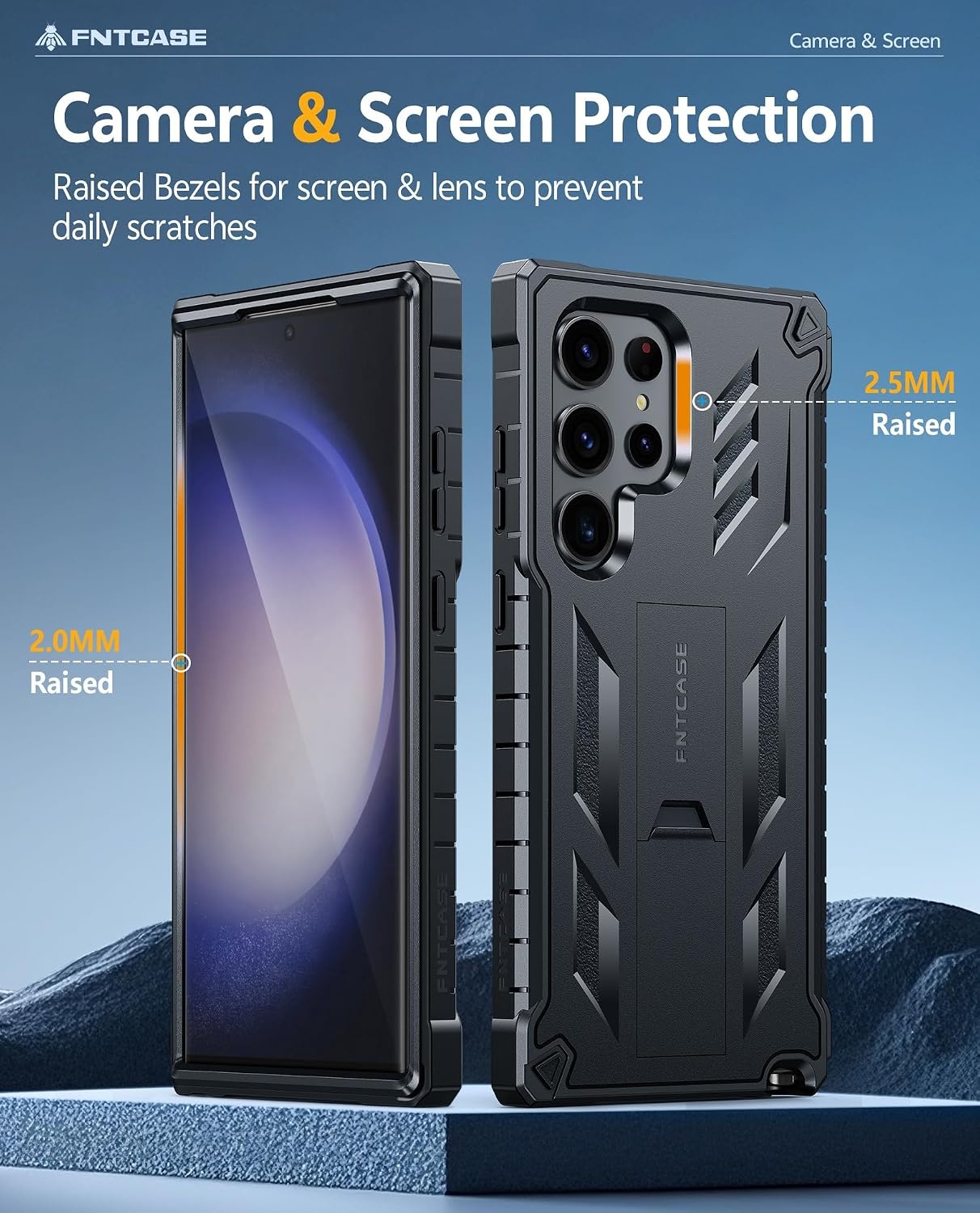 image:imageFNTCASE for Samsung Galaxy S23Ultra Case Military Grade Drop Proof Protection Mobile Cover with Kickstand Matte Textured Rugged Shockproof TPU Protective Sturdy Phone Case Black 68 inchTBlack