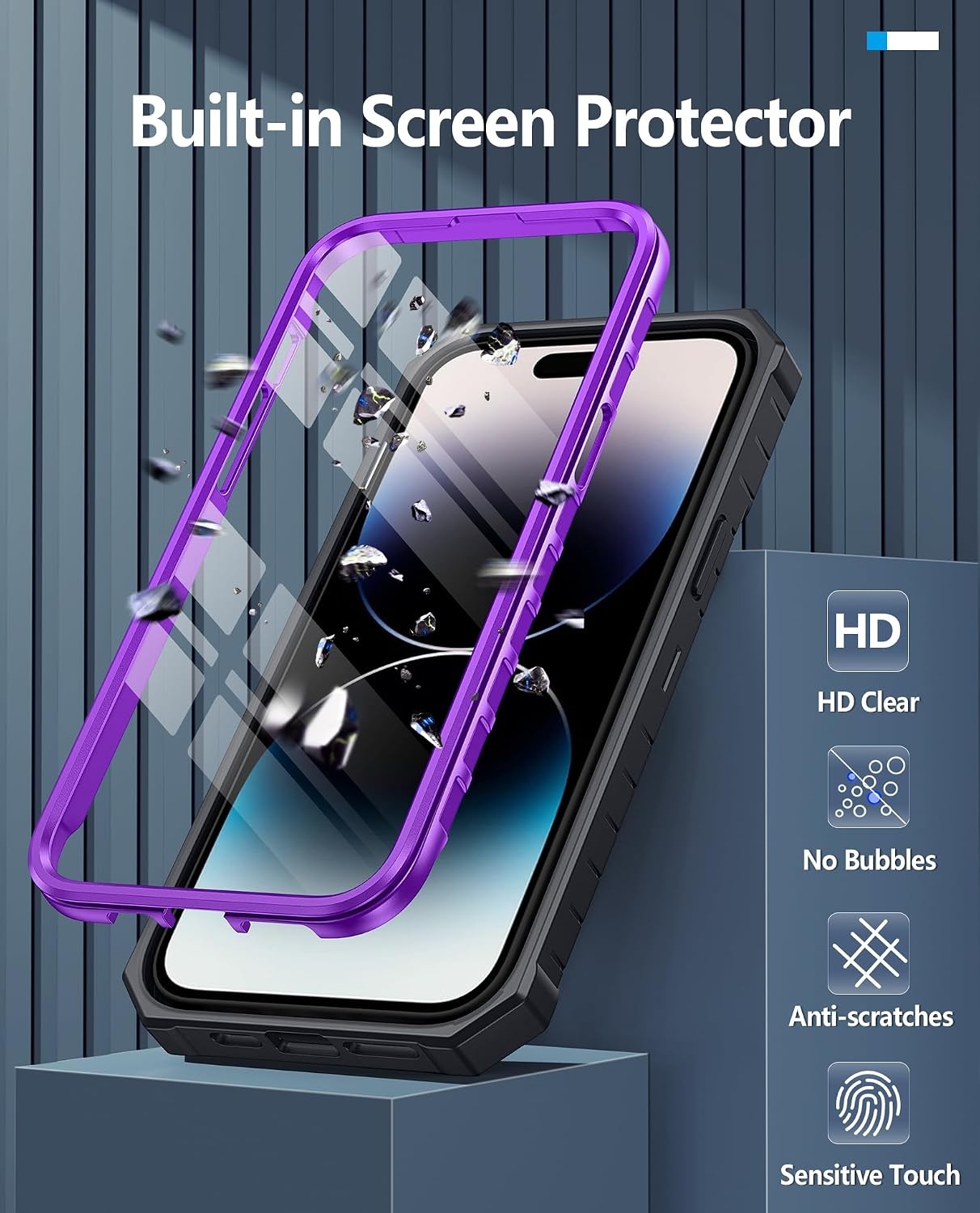 image:imageFNTCASE for iPhone 14 Pro Max Case Military Grade Rugged Cell Phone Cover with Kickstand Shockproof TPU Protection Bumper Matte Textured Design for iPhone 14 Pro Max Cases 67 inchKickstand Purple