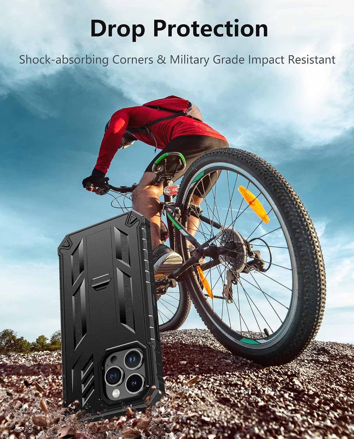 image:imageFNTCASE for iPhone 14 Pro Max Case Military Grade Rugged Cell Phone Cover with Kickstand Shockproof TPU Protection Bumper Matte Textured Design for iPhone 14 Pro Max Cases 67 inchKickstand Black