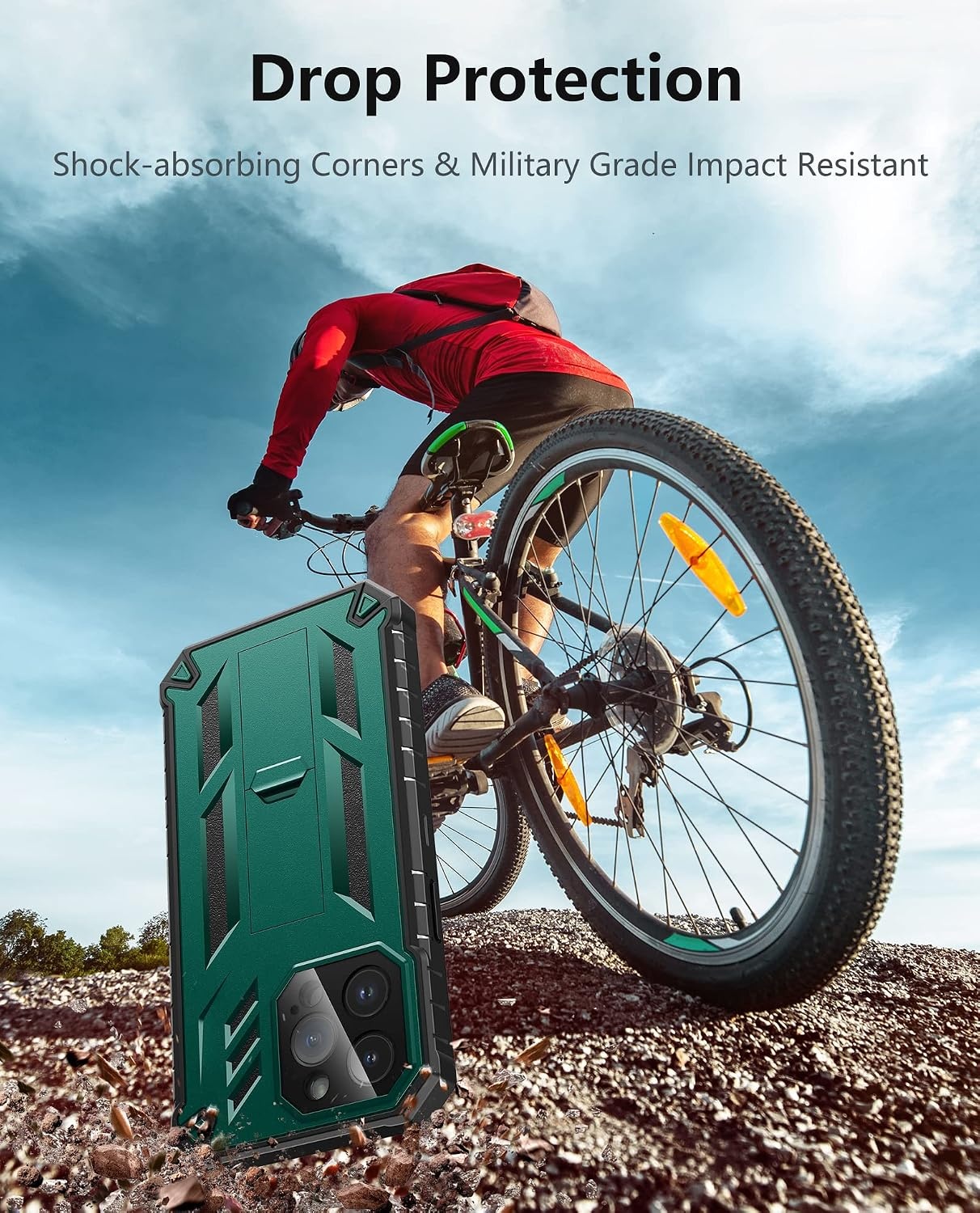 image:imageFNTCASE for iPhone 14 Pro Max Case Military Grade Rugged Cell Phone Cover with Kickstand Shockproof TPU Protection Bumper Matte Textured Design for iPhone 14 Pro Max Cases 67 inchKickstand Green