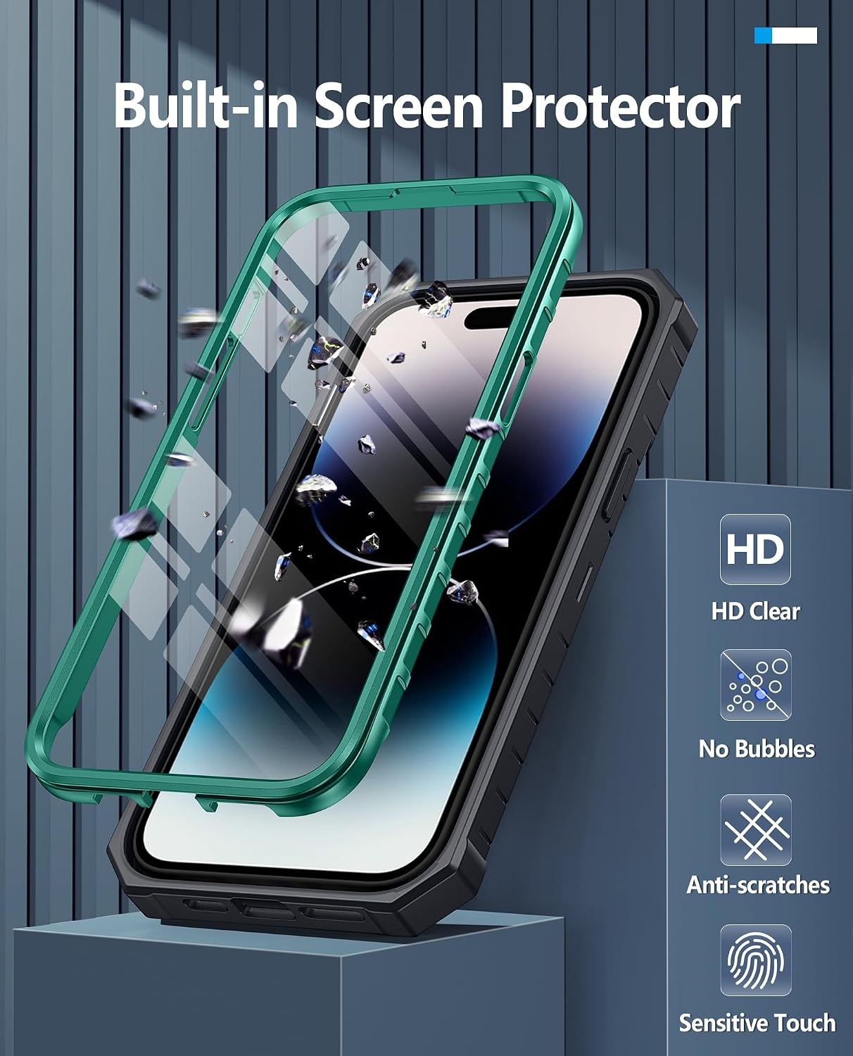image:imageFNTCASE for iPhone 14 Pro Max Case Military Grade Rugged Cell Phone Cover with Kickstand Shockproof TPU Protection Bumper Matte Textured Design for iPhone 14 Pro Max Cases 67 inchKickstand Green